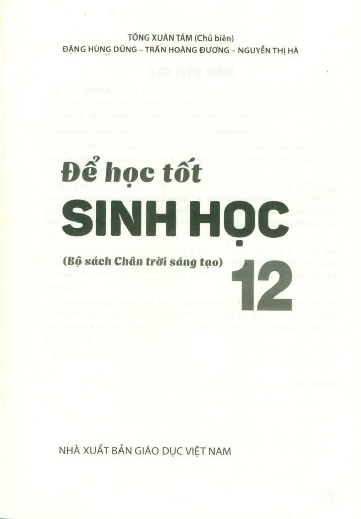 ĐỂ HỌC TỐT SINH HỌC LỚP 12 (Bộ sách Chân trời sáng tạo)